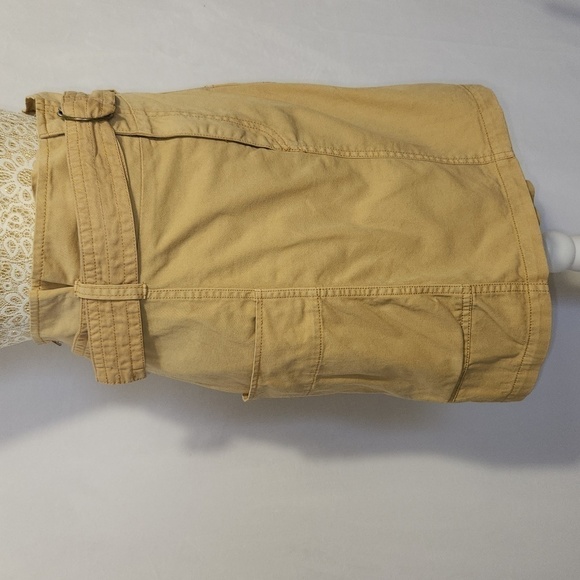 Wild Fable Khaki High Paper Bag Waist Pleated Back Zip Front Cargo Utility Skirt - Picture 4 of 11